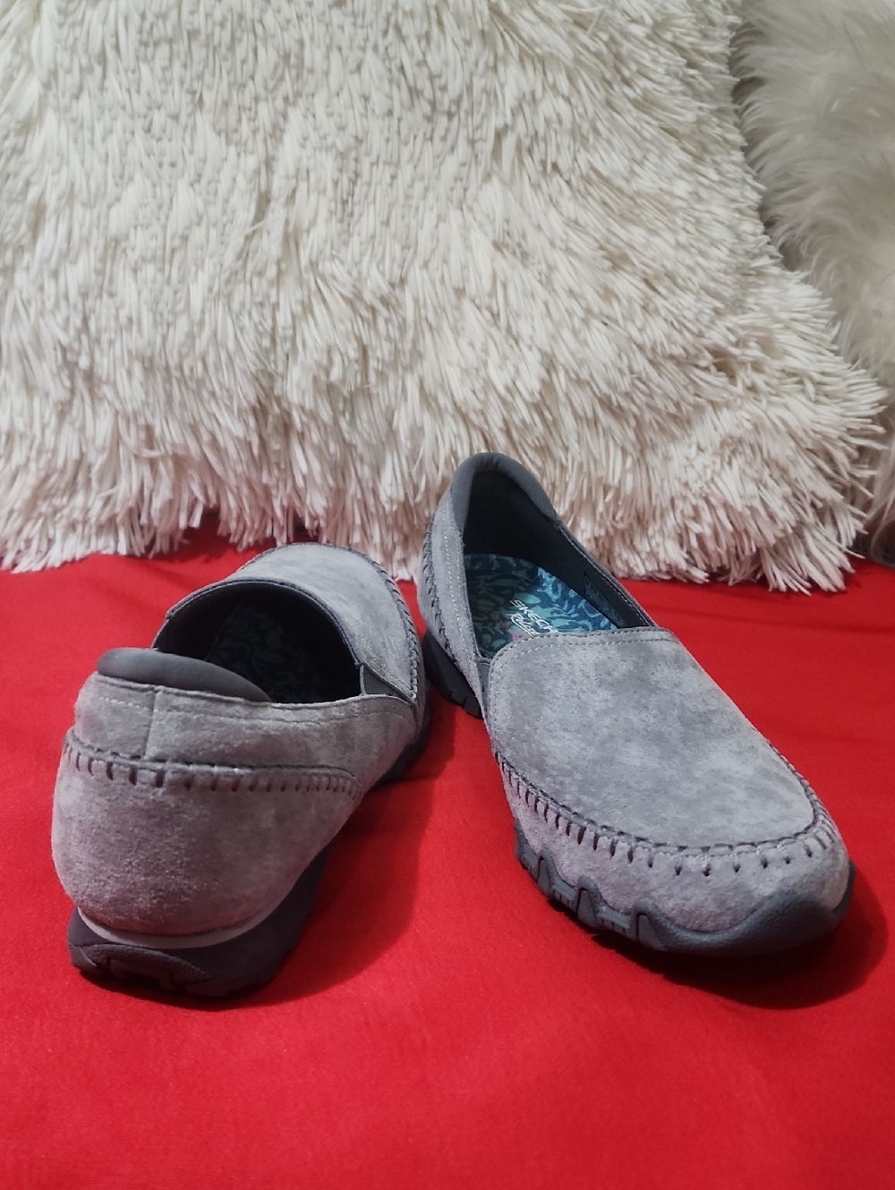 Skechers Gray Suede Loafers Relaxed Fit Memory Foam Shoes